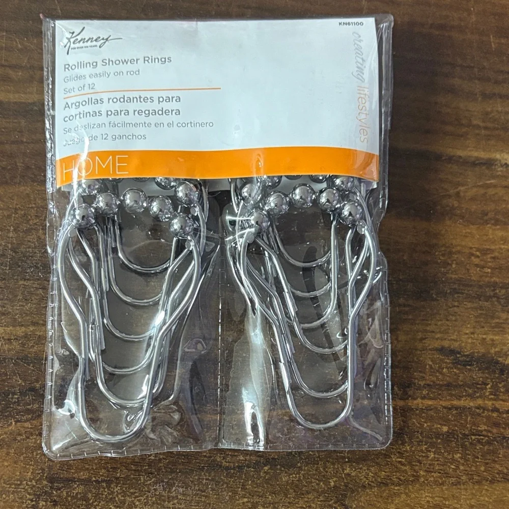 Set of 12 Silver Rolling Shower Rings